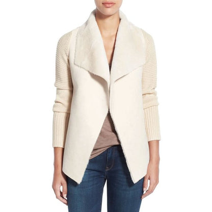 Love Token Valerie Knit Arms Back Jacket Medium Open Front Faux Suede