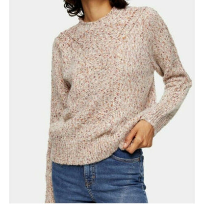 Topshop NWT Crew Neck Wool Knitted Sweater Long Sleeves Brown Size XS