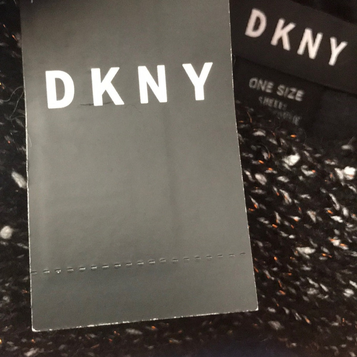 DKNY Fleece Lined Headband Black Copper Metallic Winter Head Warmer Turban LOOK