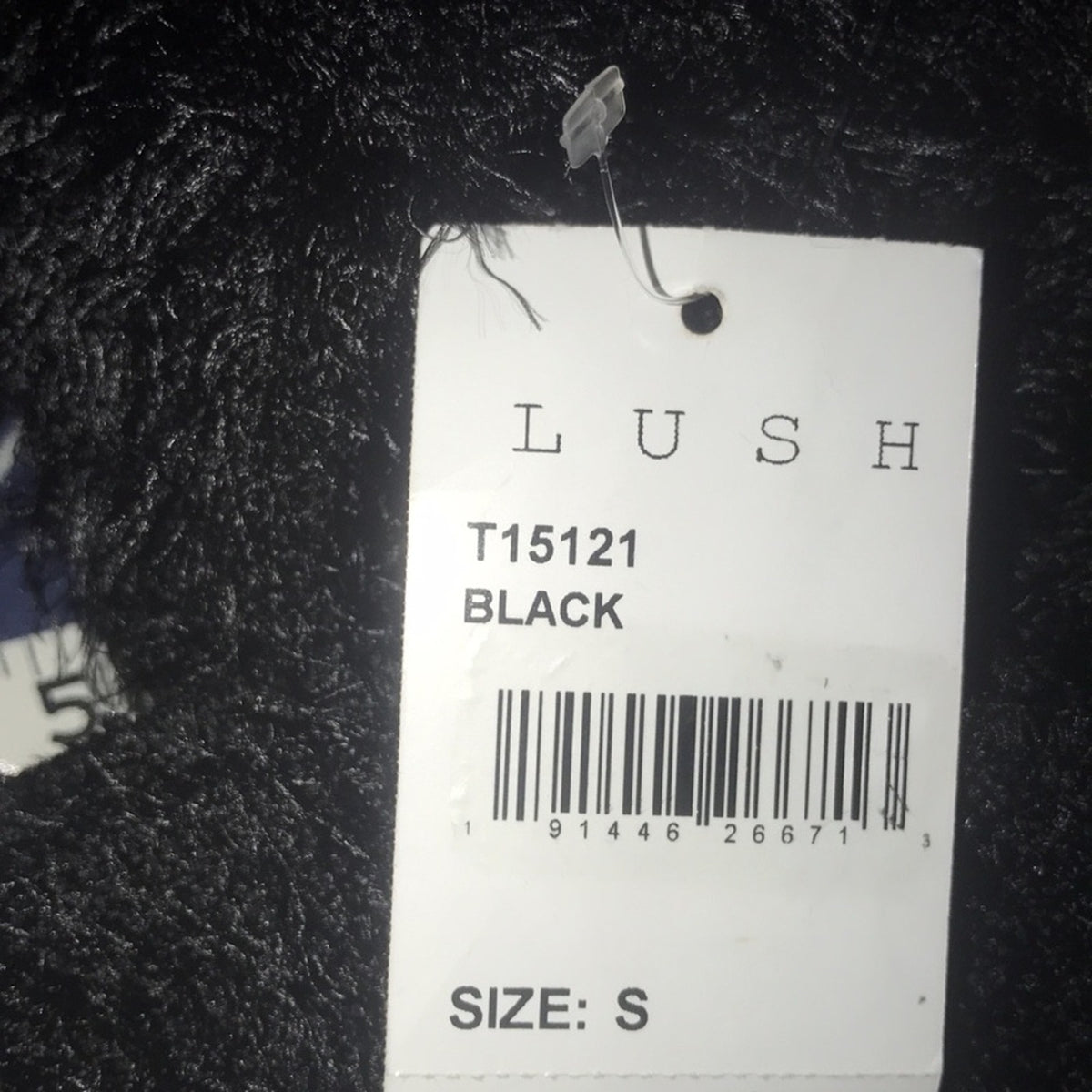 Lush Black Back Knot Detail Shaggy Sweater Small V Neck Cut out back detail