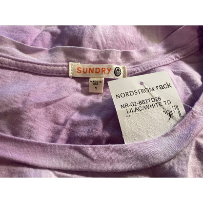 Sundry Women's Scoop Neck Long Sleeve T-Shirt Top Size 1 Small Lilac Tie Dye NWT