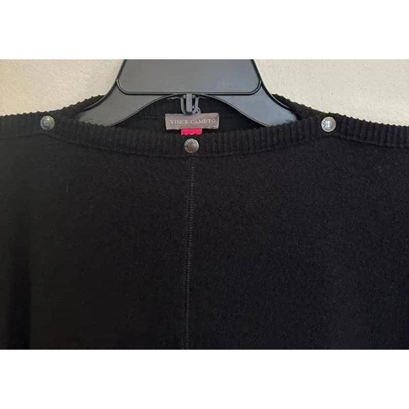 Vince Camuto Women's Snap Trim Dolman Sleeve Sweater Size Medium Black NWT Cozy