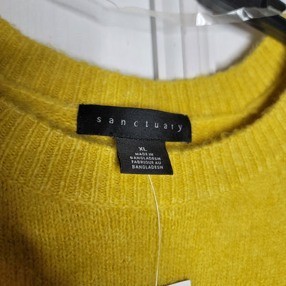 Sanctuary Yellow Sweater Long Sleeve XL side split wool blend Pocket NEW