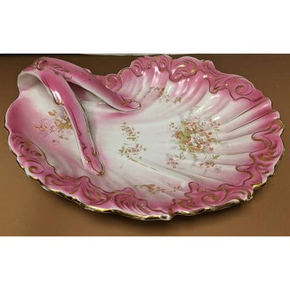 Limoge occo french porcelain dish with handle NAPPY candy  florals