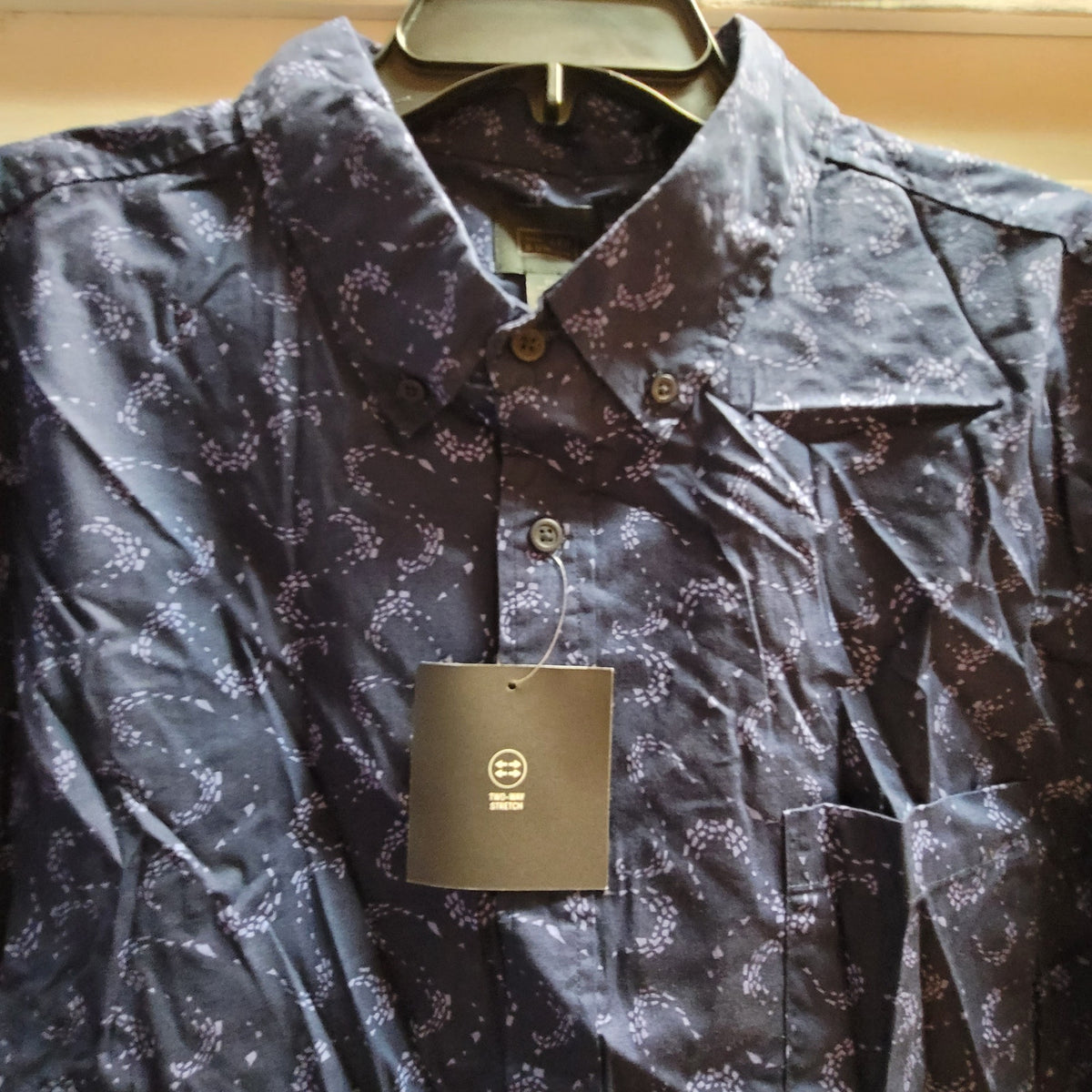 14th & Union SMALL button Down Shirt Print Blue CASUAL short sleeve BLOWN AWAY