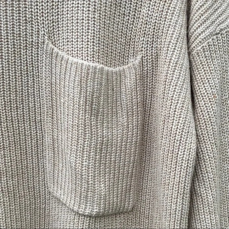 Madewell Thompson Pocket Pullover Sweater Medium Heather Fawn NEW Crew High Low