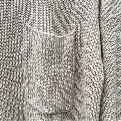 Madewell Thompson Pocket Pullover Sweater Medium Heather Fawn NEW Crew High Low