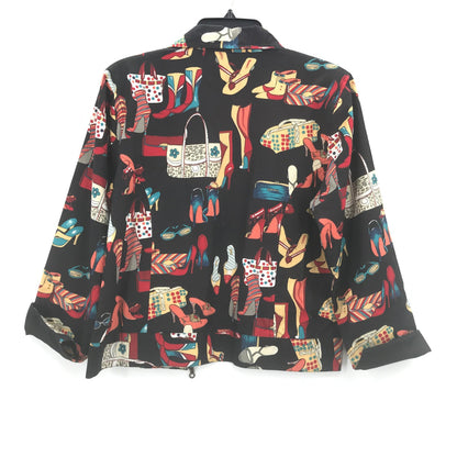 New Identity VINTAGE Heel Print Full Zip Jacket Long Sleeve Black FUNKY
