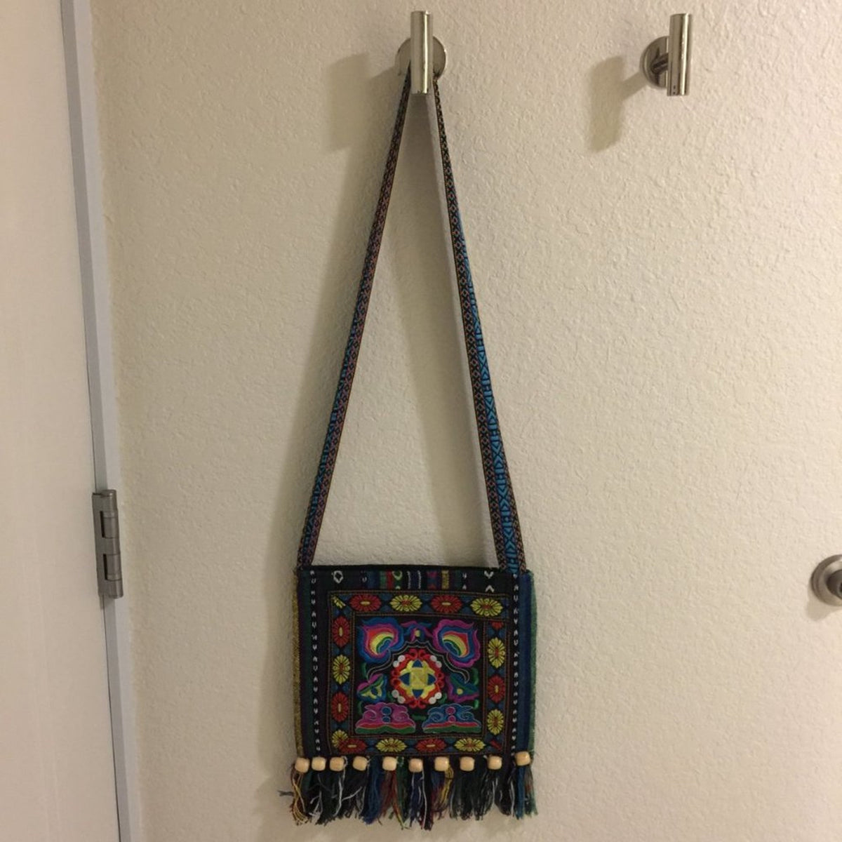 Sling Bag Fringe Beaded Tribal Hippie Boho Bag Crossbody Embroidery Vintage