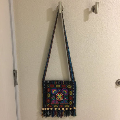 Sling Bag Fringe Beaded Tribal Hippie Boho Bag Crossbody Embroidery Vintage