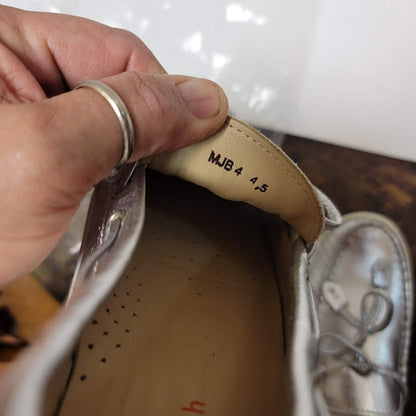 Marc Joseph Silver Size 4.5 Boat Driving Shoes Womens Casual Youth/Girls/Women