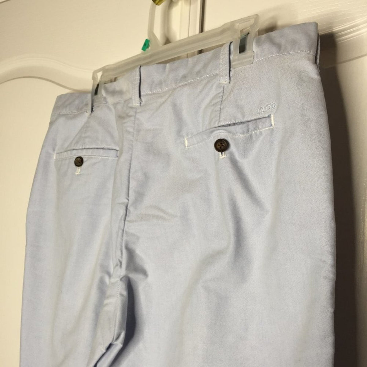 IZOD Performance Stretch Straight Dress Pant Comfort Flat Front Blue Size 36/30