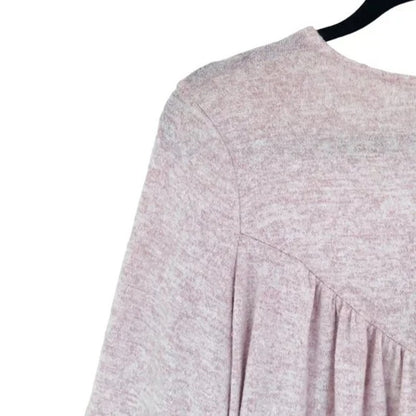 Bobeau Women's Knit V-Neck Pullover Top Medium Angel Wing/Pink NWT Boho Peasant