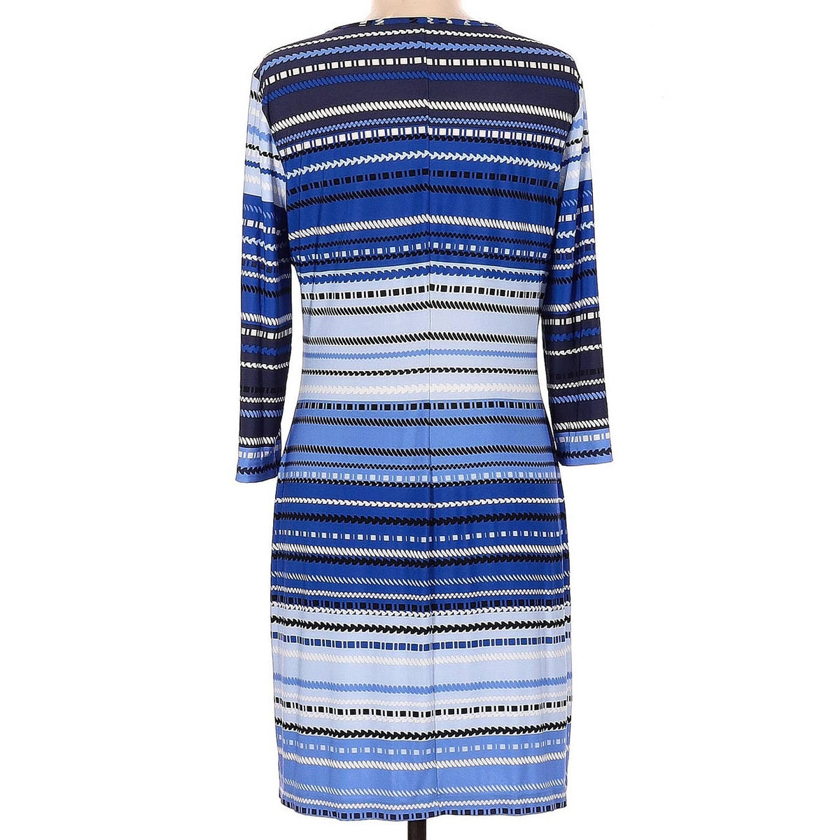 Donna Morgan Casual Dress Size 8 Blue Stripes Long Sleeve Career