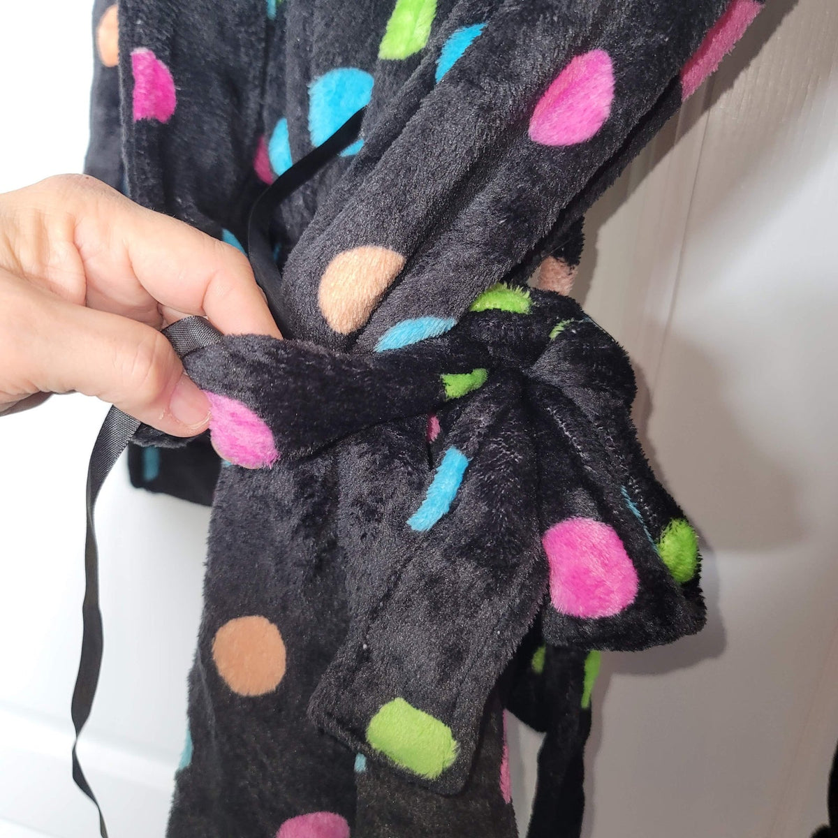 Body Candy Fun Polka Dot Luxe Plush Soft Sleepwear Robe Multicolor Size Large