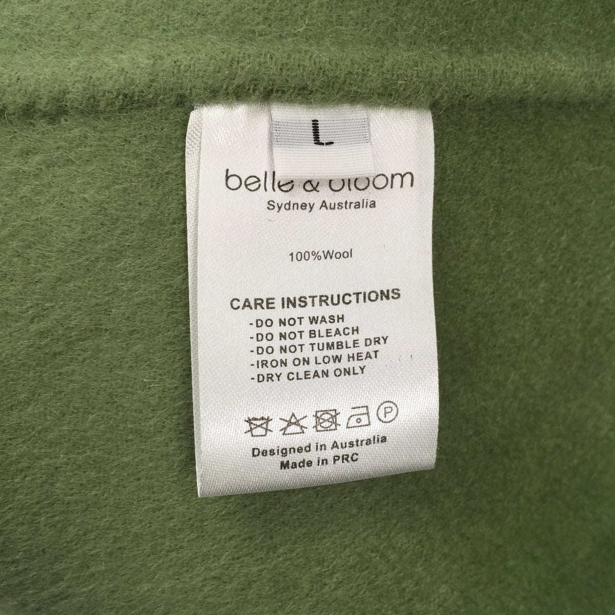 Belle & Bloom Stay Wild Oversized Wool Coat Belt Waist Solid Green Size Large