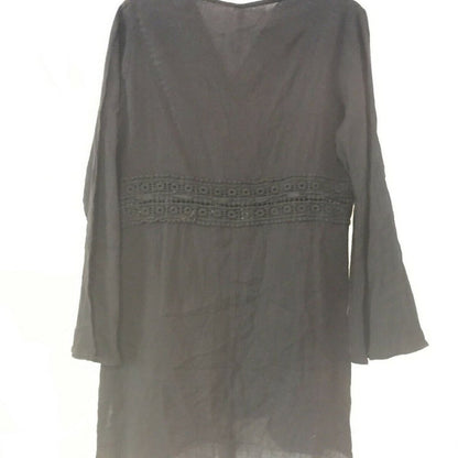 Raviya Crochet Tunic Swimsuit Cover-Up Dress Black Medium