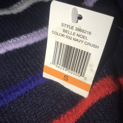 NWT Court & Rowe Striped Navy Crush Crewneck Sweater Small Winter Cold Weather