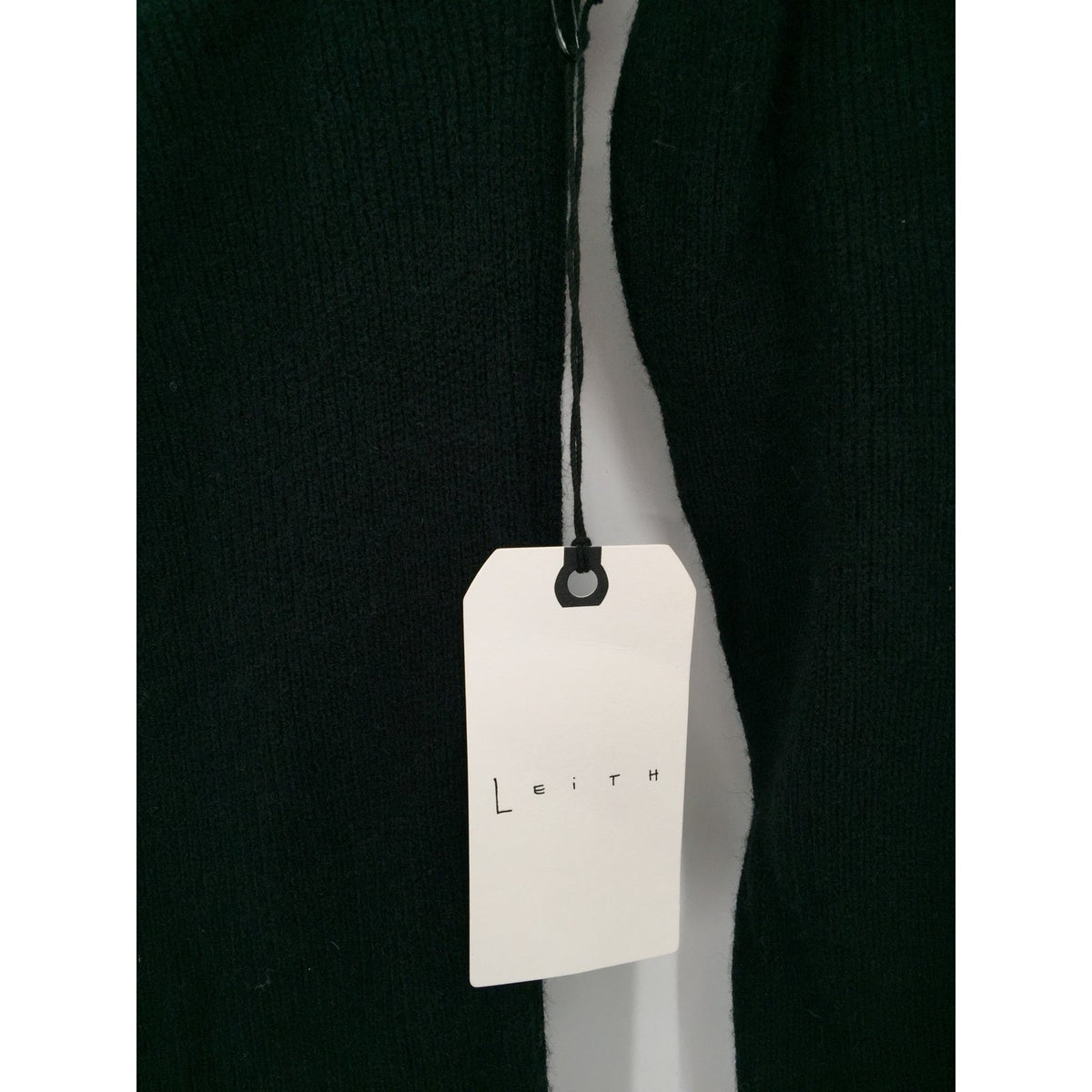 Leith Ribbed Side Slit Sweater Dress Long Sleeve Square Neck Black LIGHT Small
