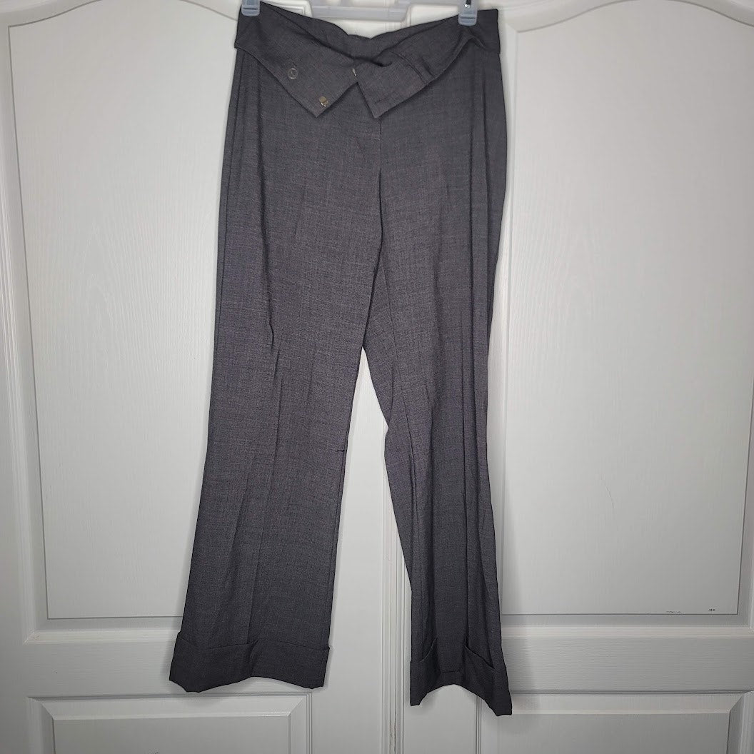 Worthington 1980s Size 8 Gray ultra wide cuffed pants 31" long high waisted
