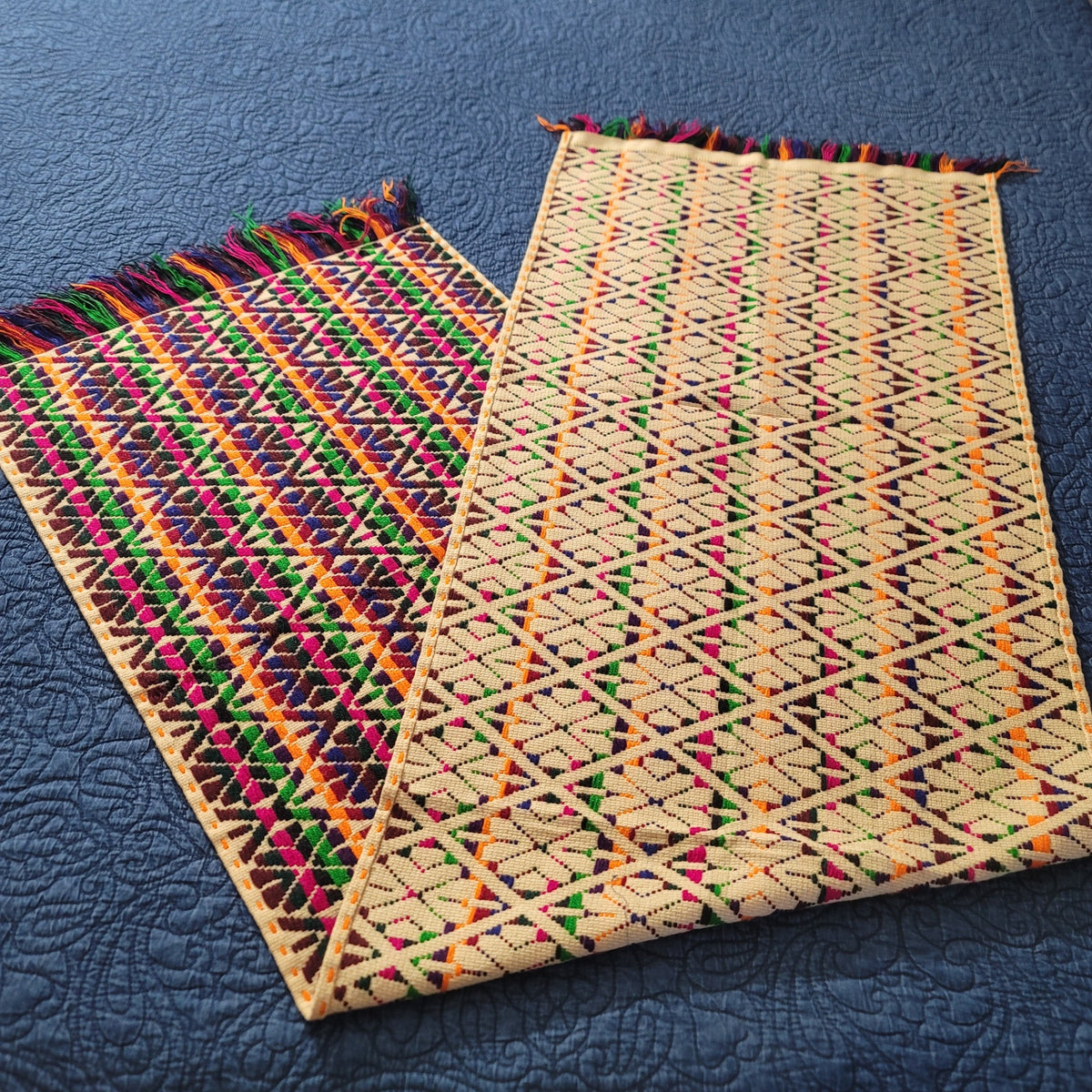 Handmade OAXACAN Table Bed Console Dresser Runner Embroidery Geometric Linens