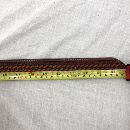 Double S Belt Collection SS Woven Brown Leather Belt 50/125 Big Tall
