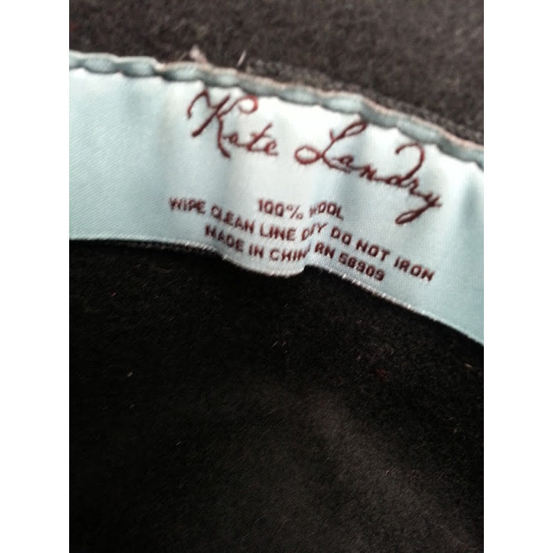 Kate Landry Wool Cloche Hat Black with Bow Round crown
