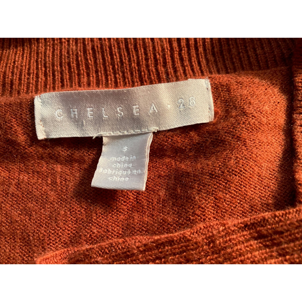 Chelsea28 Oversize Ribbed V-Neck High Low Pullover Sweater Sz Small PUMPKIN NWT