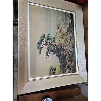 Robert Wood "Pacific Coast" Vintage WOOD Framed Reproduction Print 16" X 16" mCM