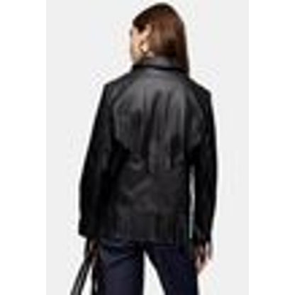Topshop NWT Fringe Trim Faux Leather Jacket Black Size 4 US Moto Coat X-Small