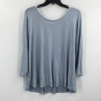 Bobeau Quarter Sleeve Crisscross Back Top Boat Neck Dusty Blue Size 1X