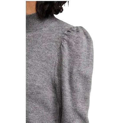 WayF Lola Puff Sleeve Knit Dress Medium Dark Grey NEW Mock Neck Sweater Dress