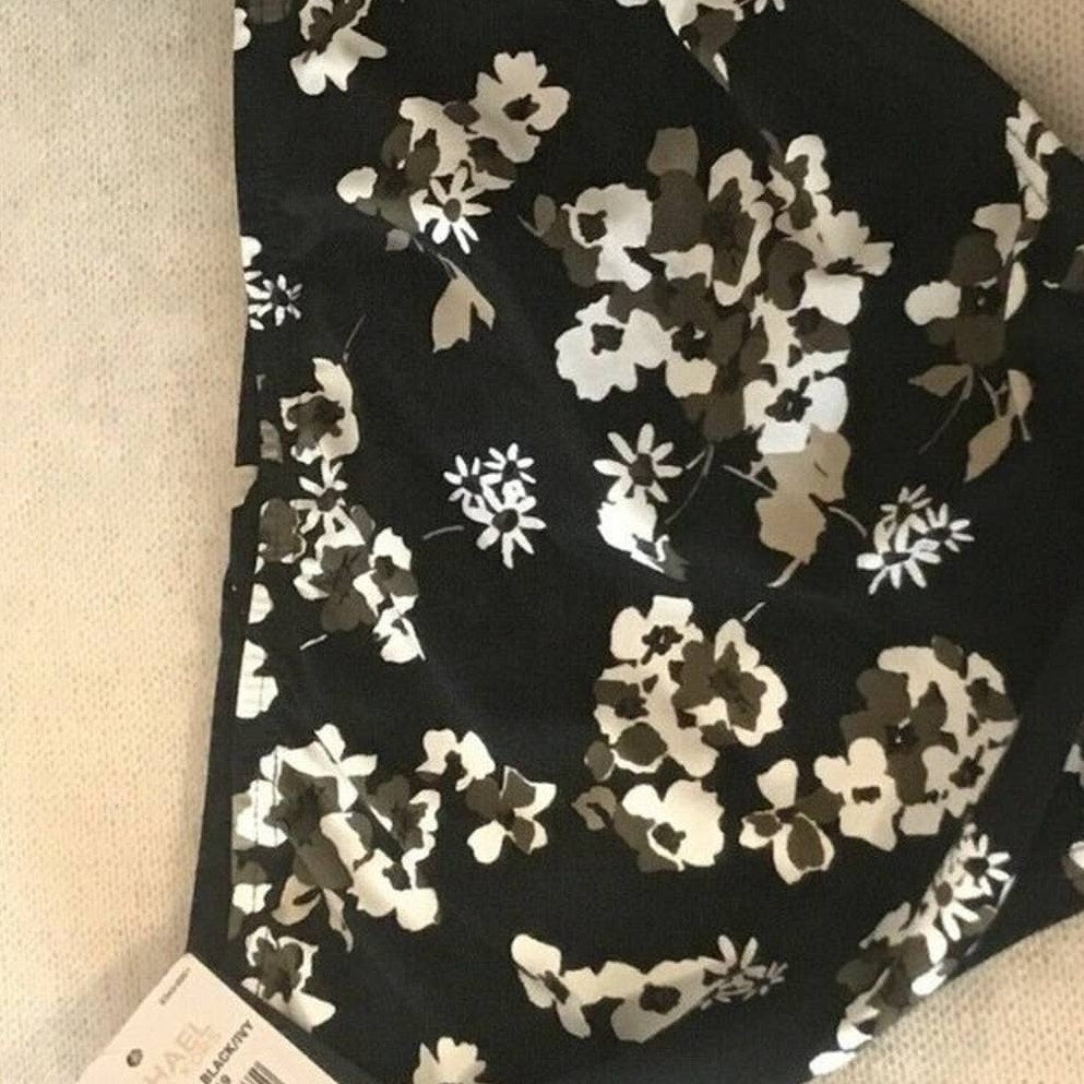 MICHAEL KORS floral Hipster Bikini Bottoms Size medium Black Floral NEW swimsuit