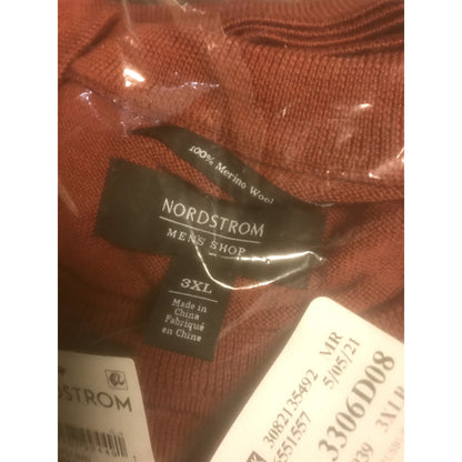 Nordstrom Men's Shop NWT Burgundy Russet Crew Neck Sweater 3XL