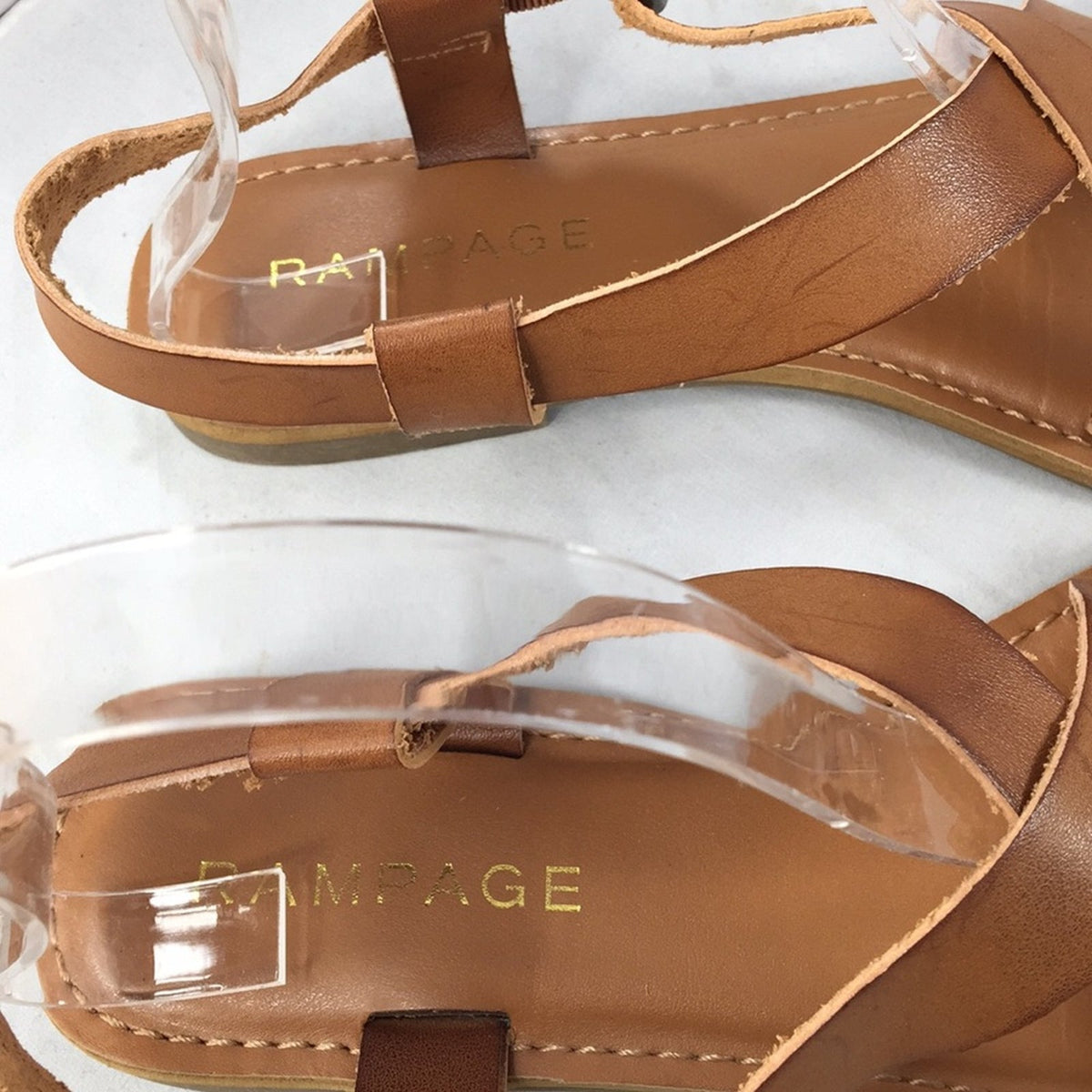 RAMPAGE Maddox Leather Tan Sandals adjustable 8M Spring Summer Beach