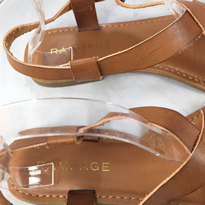 RAMPAGE Maddox Leather Tan Sandals adjustable 8M Spring Summer Beach
