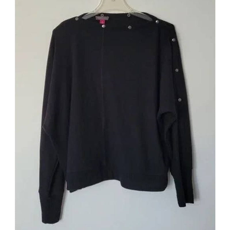 Vince Camuto Women's Snap Trim Dolman Sleeve Sweater Size Medium Black NWT Cozy