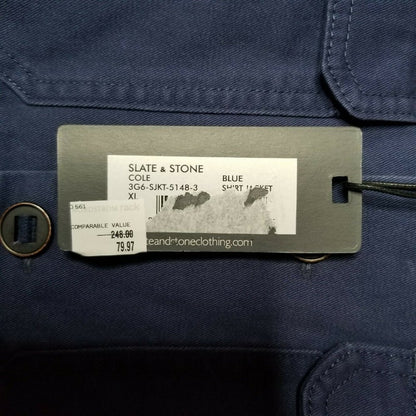 NWT Slate & Stone Pockets Navy Blue Front Button Shirt Jacket XL