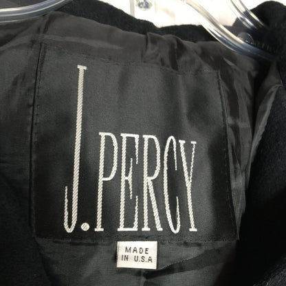 J. Percy Coat VINTAGE Wool Hooded Button Down Jacket Long Sleeve Black Small