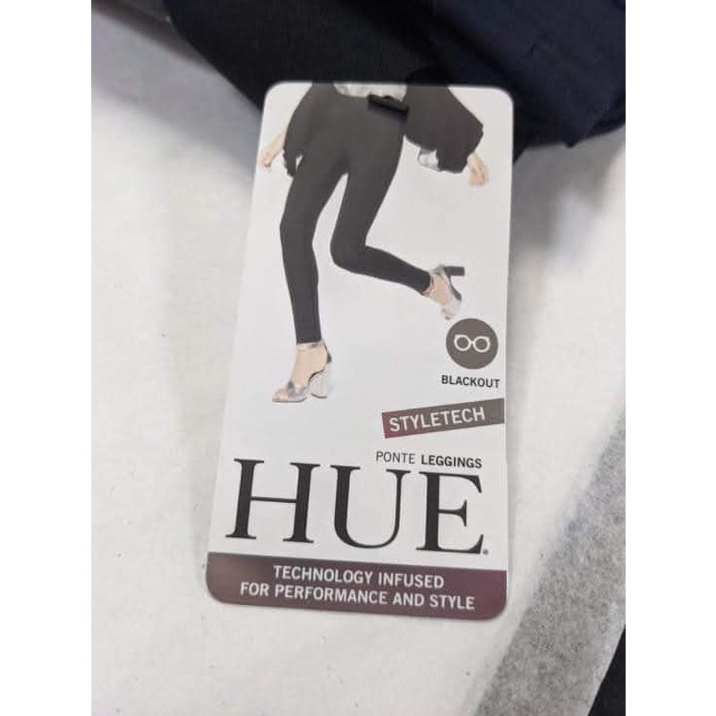Hue Blackout Opaque Look Tights High Waisted Ponte Leggings Navy Size X-Small