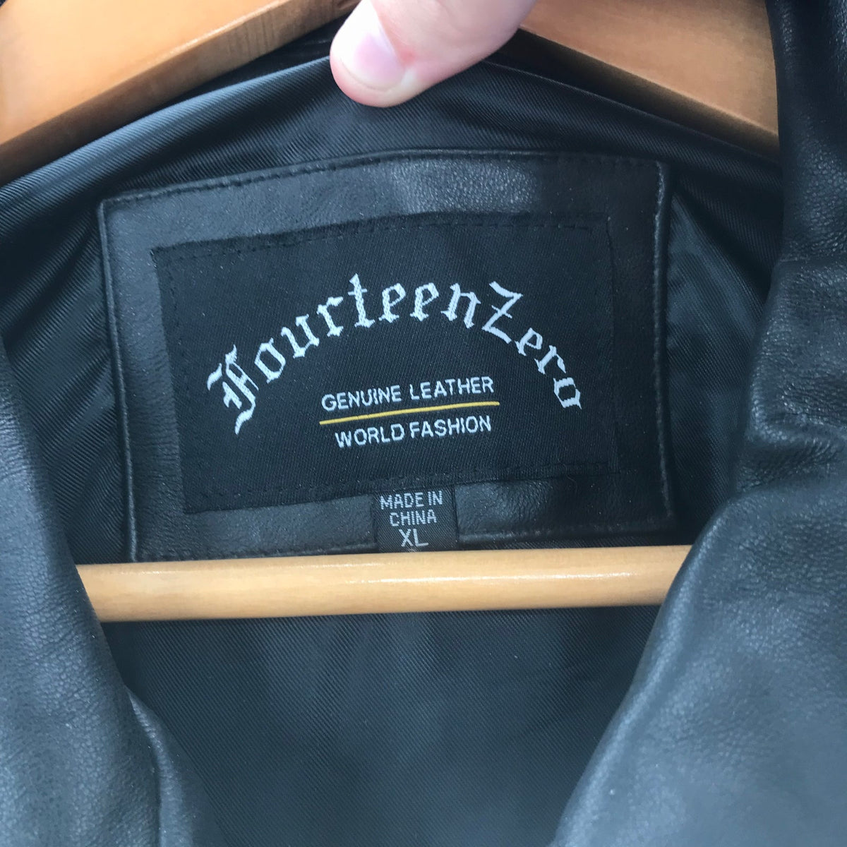 Fourteen Zero Long Sleeve Front Full Zip Genuine Leather Jacket Black XL