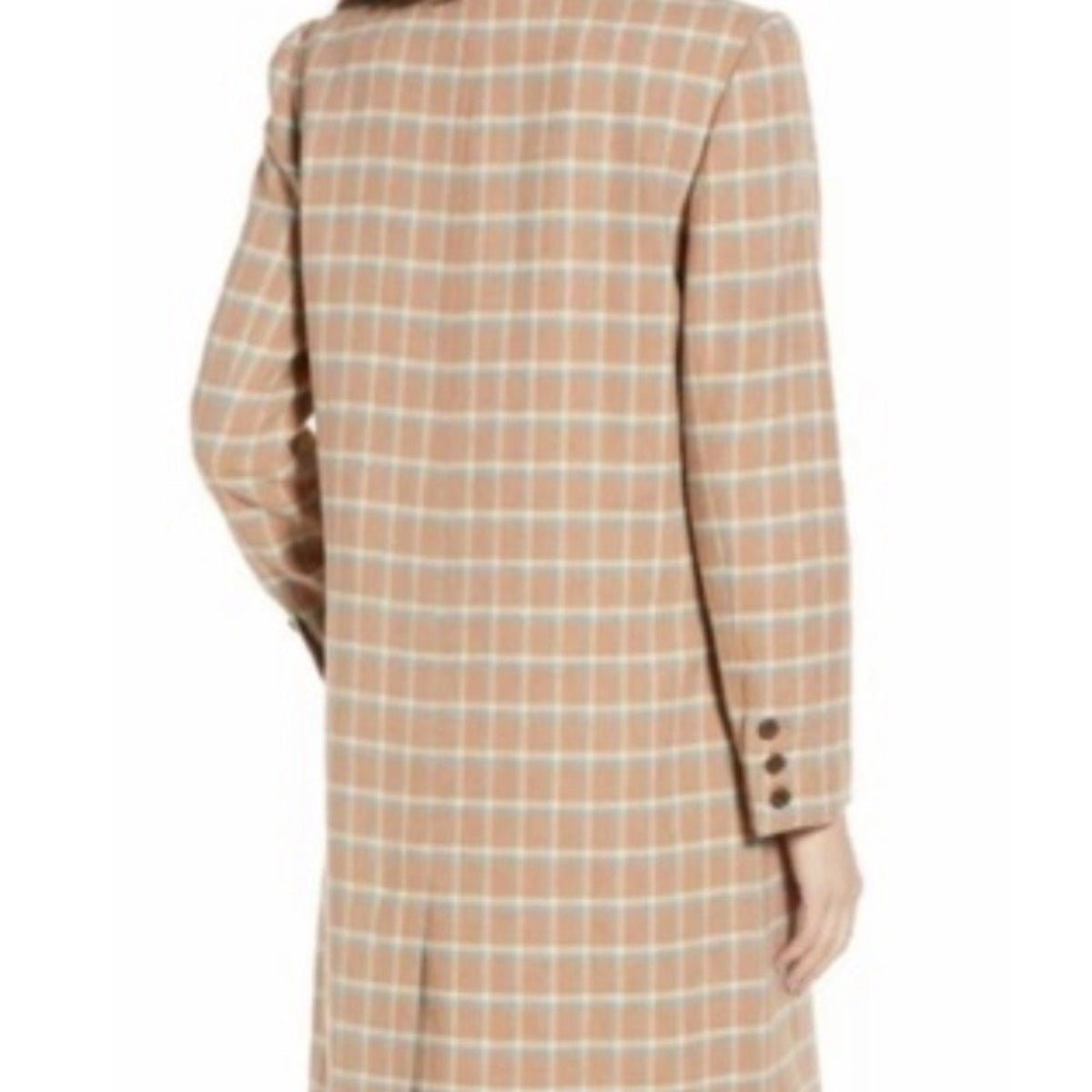 Something Navy NWT Single Breasted Plaid Wool Blend Long Coat Size Large Jacket