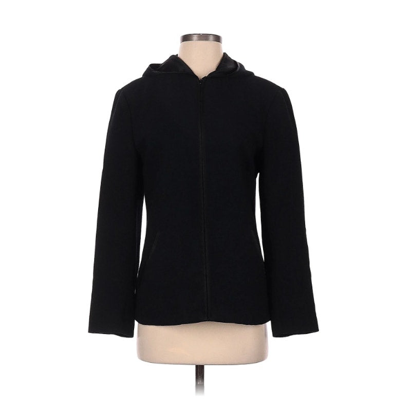 Gap Jacket Size S Solid Black Hidden Zipper Hoodie Adult Women Small
