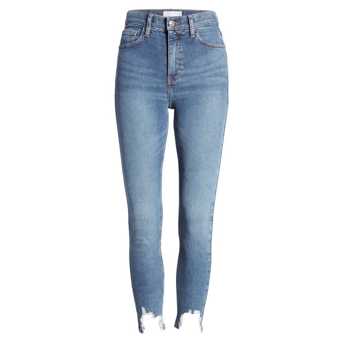 Topshop Women's Jamie Jeans Size 4 W26 L30 NEW High Waisted Skinny Raw Hem