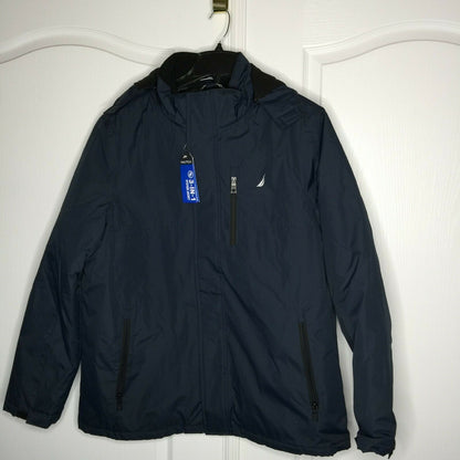 Nautica Shell & Quilted Liner Hooded Jacket Long Sleeves Water-Resistant Large
