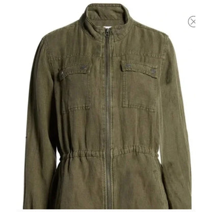 Treasure & Bond Linen Blend Field Jacket Olive Green NWT EXTRA SMALL XS new