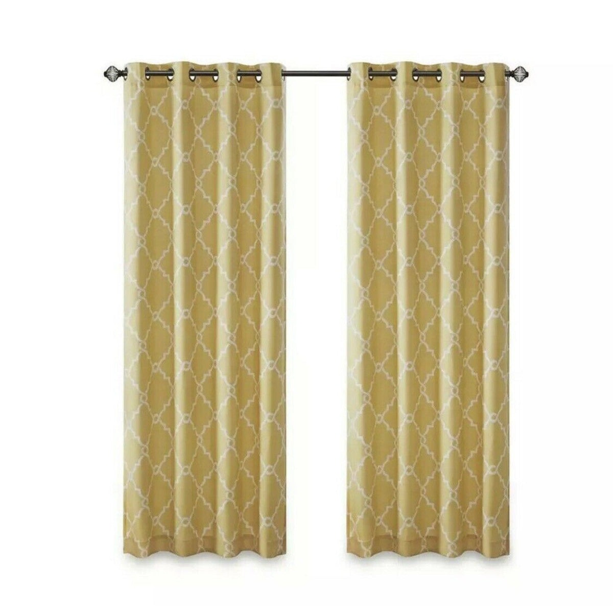 Madison Park Long Curtain Opaque Fretwork Panel LOT of 2 Pkg. 50" x 95" Saratoga