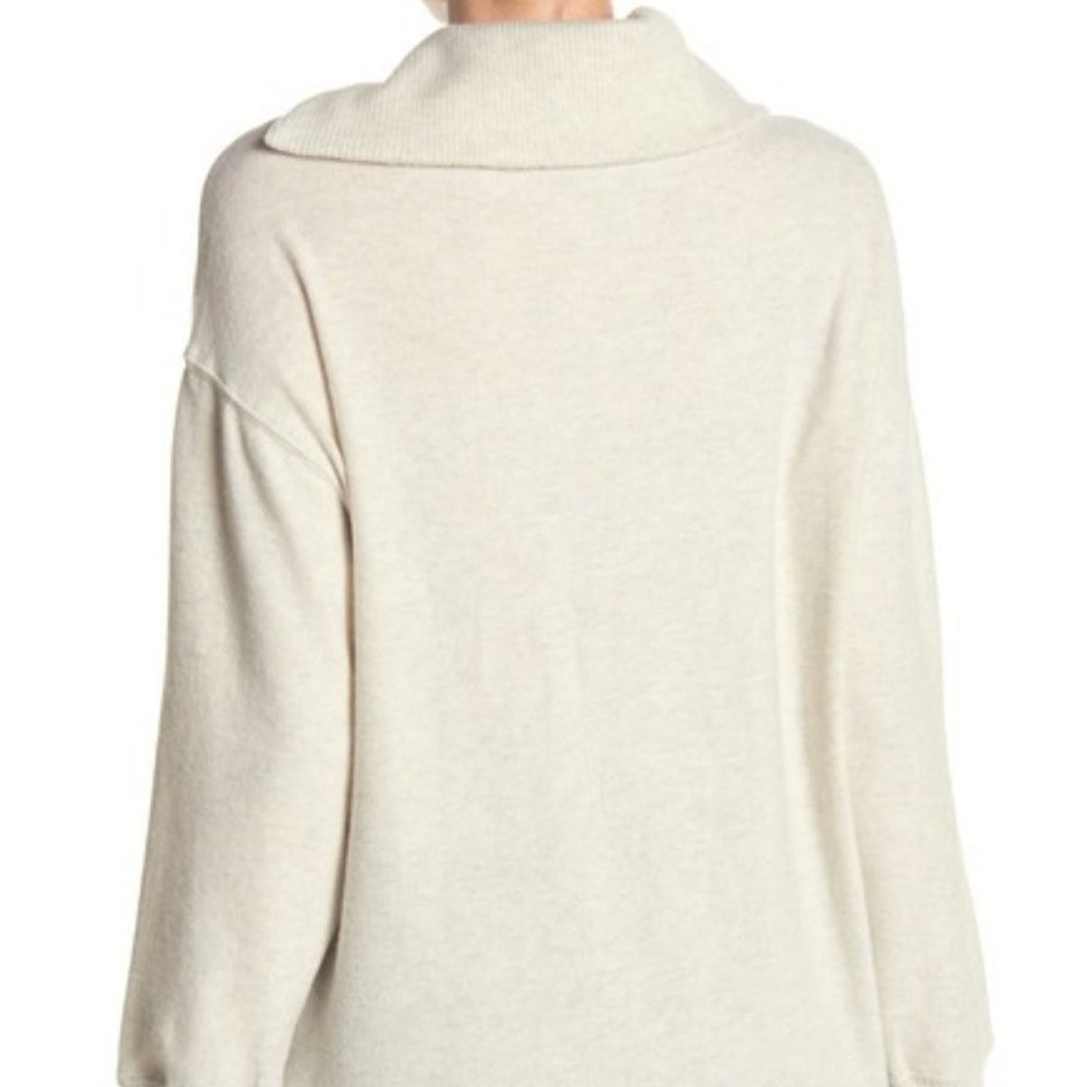 Democracy Pullover Sweater Asymmetrical Collar Long Sleeve Oatmeal Size Medium