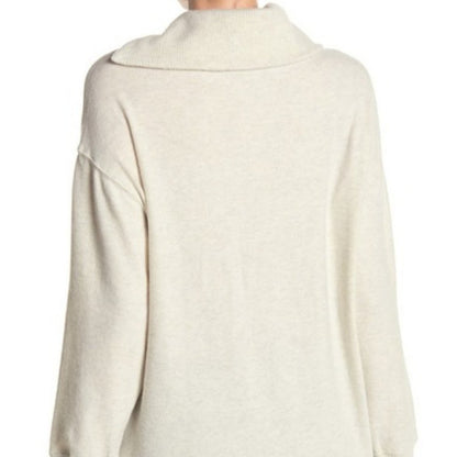 Democracy Pullover Sweater Asymmetrical Collar Long Sleeve Oatmeal Size Medium