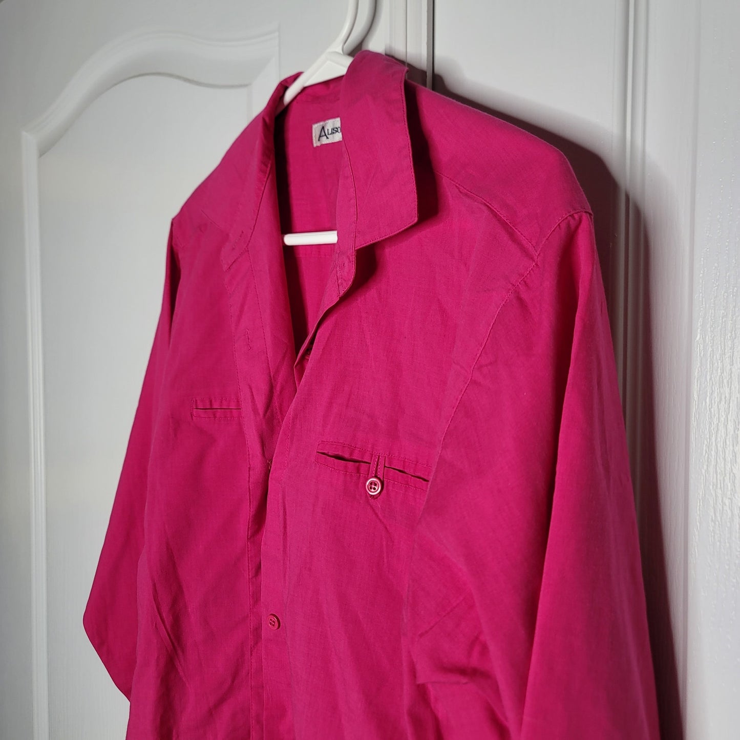 Alison Craig Size 14 Pink button up blouse long sleeve collared Cotton Blend